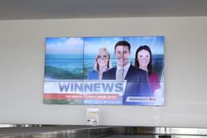 MEGA Screen Advertising above the baggage carousel in the arrivals hall is for rent at Toowoomba Wellcamp Airport | www.wellcamp.com.au