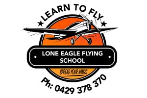 The Lone Eagle Flying School logo shows their support for the growth of air services for our community, from Toowoomba to the World | www.wellcamp.com.au